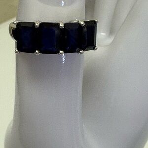 Elegant Blue Sapphire Band in 14kt White Gold
